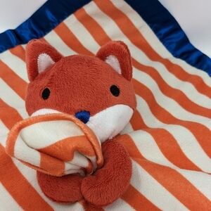 Old Navy Lovey Fox Stripe Satin Trim Baby Security Blanket Plush